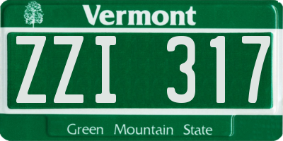 VT license plate ZZI317