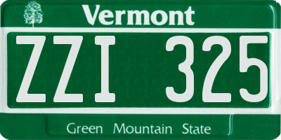 VT license plate ZZI325
