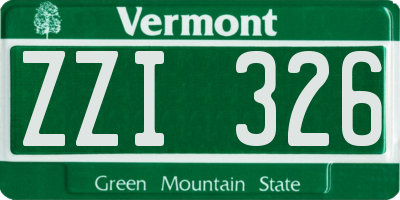 VT license plate ZZI326