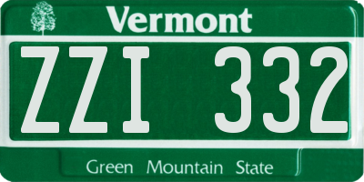 VT license plate ZZI332