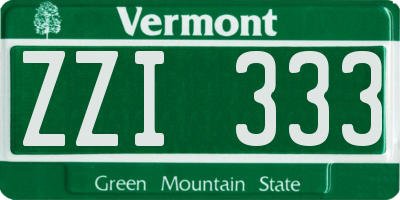 VT license plate ZZI333