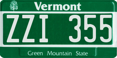 VT license plate ZZI355