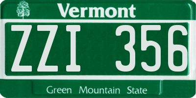 VT license plate ZZI356