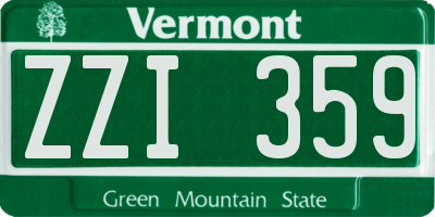 VT license plate ZZI359