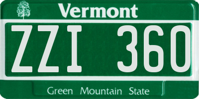 VT license plate ZZI360