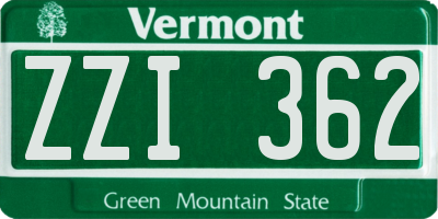 VT license plate ZZI362