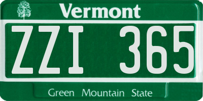 VT license plate ZZI365