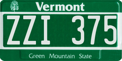 VT license plate ZZI375