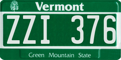 VT license plate ZZI376