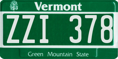 VT license plate ZZI378