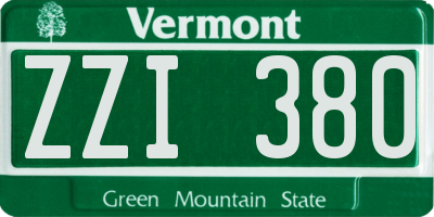 VT license plate ZZI380