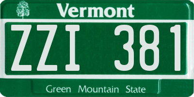VT license plate ZZI381