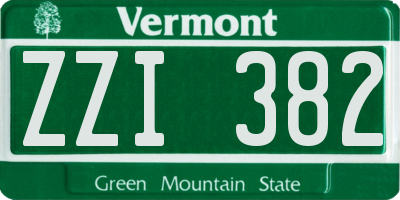VT license plate ZZI382