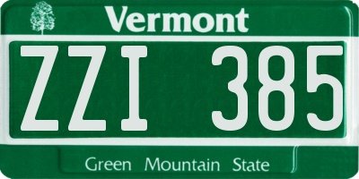 VT license plate ZZI385