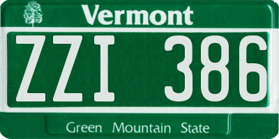 VT license plate ZZI386