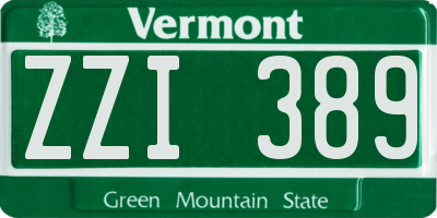 VT license plate ZZI389
