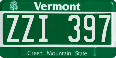VT license plate ZZI397