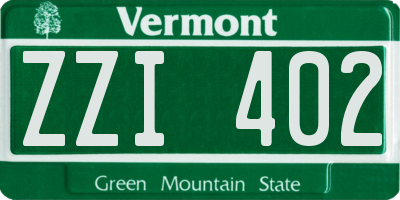 VT license plate ZZI402