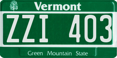 VT license plate ZZI403