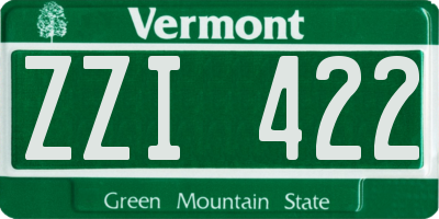 VT license plate ZZI422