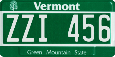 VT license plate ZZI456