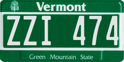 VT license plate ZZI474