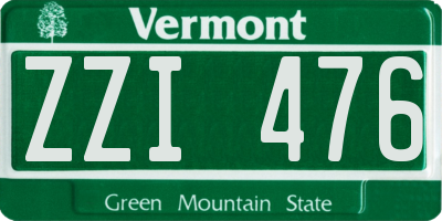 VT license plate ZZI476