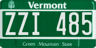 VT license plate ZZI485