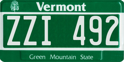 VT license plate ZZI492