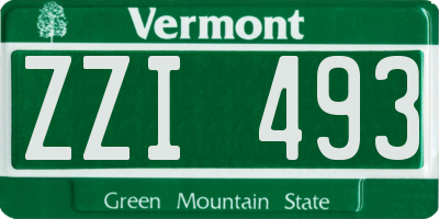 VT license plate ZZI493