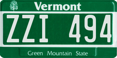 VT license plate ZZI494