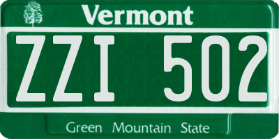 VT license plate ZZI502