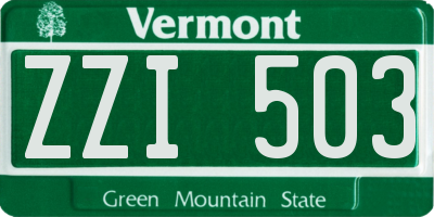 VT license plate ZZI503