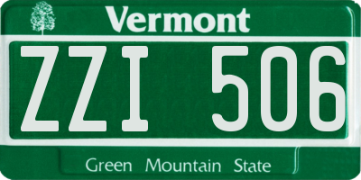 VT license plate ZZI506