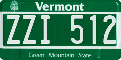 VT license plate ZZI512