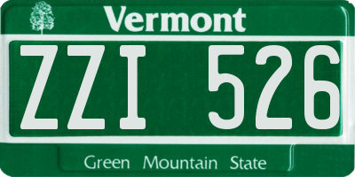 VT license plate ZZI526