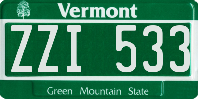 VT license plate ZZI533