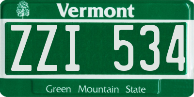 VT license plate ZZI534