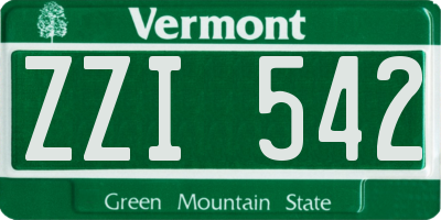 VT license plate ZZI542