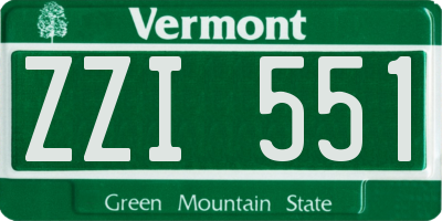 VT license plate ZZI551