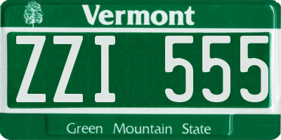 VT license plate ZZI555