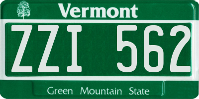 VT license plate ZZI562