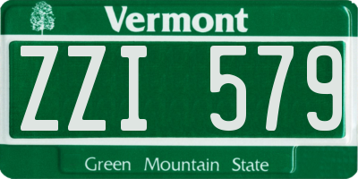 VT license plate ZZI579