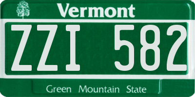 VT license plate ZZI582