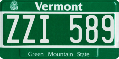 VT license plate ZZI589