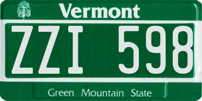 VT license plate ZZI598