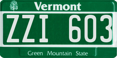 VT license plate ZZI603