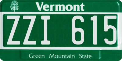 VT license plate ZZI615