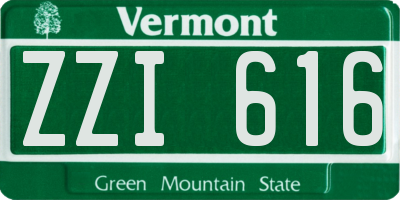 VT license plate ZZI616