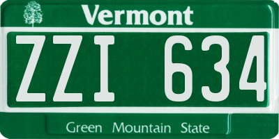 VT license plate ZZI634